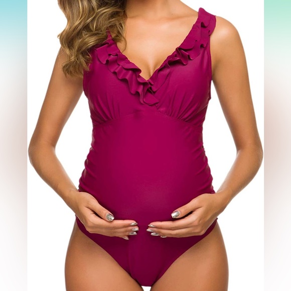 Tempotrek Other - Tempotrek One Piece Maternity Ruffle Flounce Swimsuit , Red, Size:M